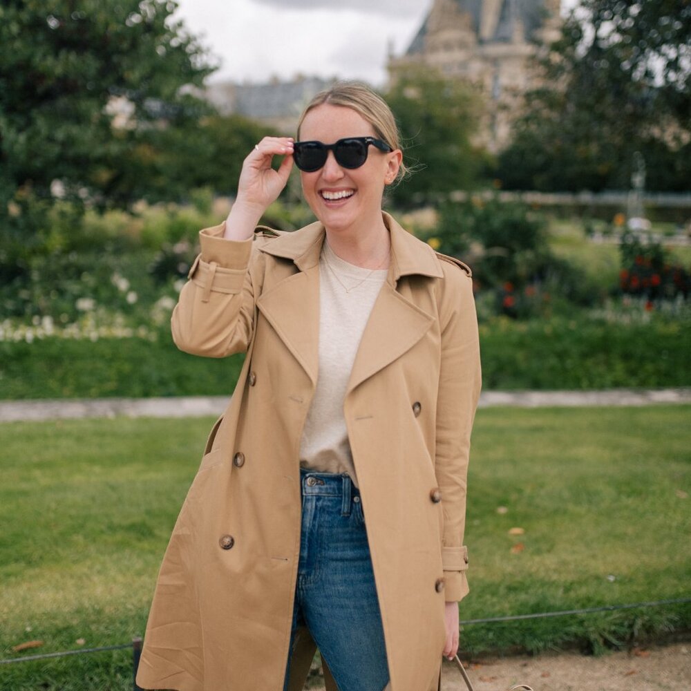 Theory Daye Tan Double Breasted Trench Coat Size Small